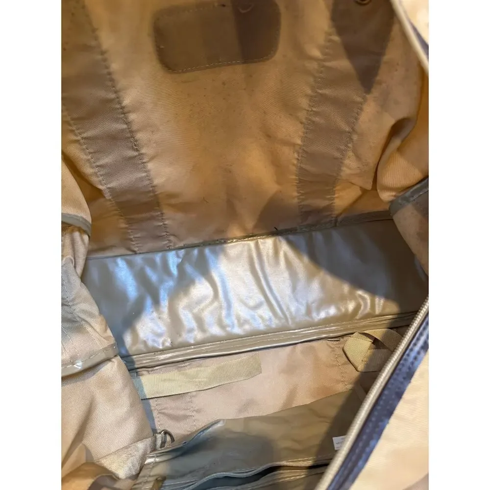 Vintage Y2K Pierre Cardin Nylon Travel Weekender Bag Brown Tan